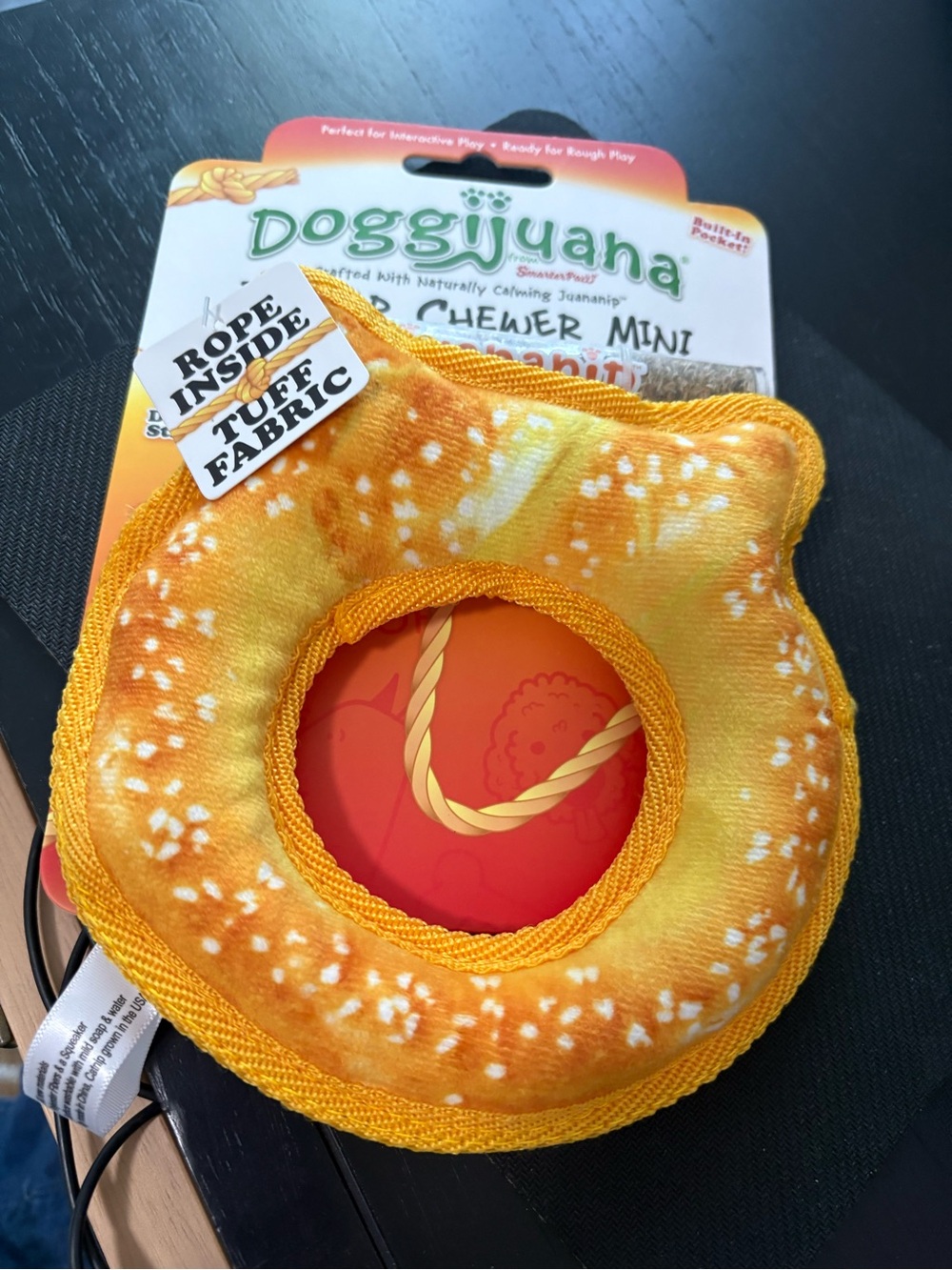 Doggijuana Tuffer Chewer Mini Refilllable Pretzel Ring Dog Toy, Small new